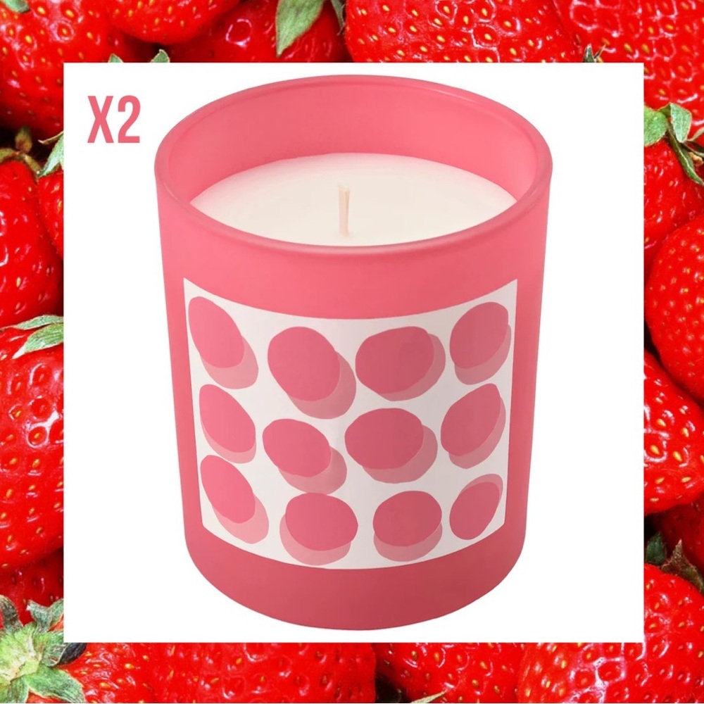 2 Strawberry Scented Candles 45 hrs